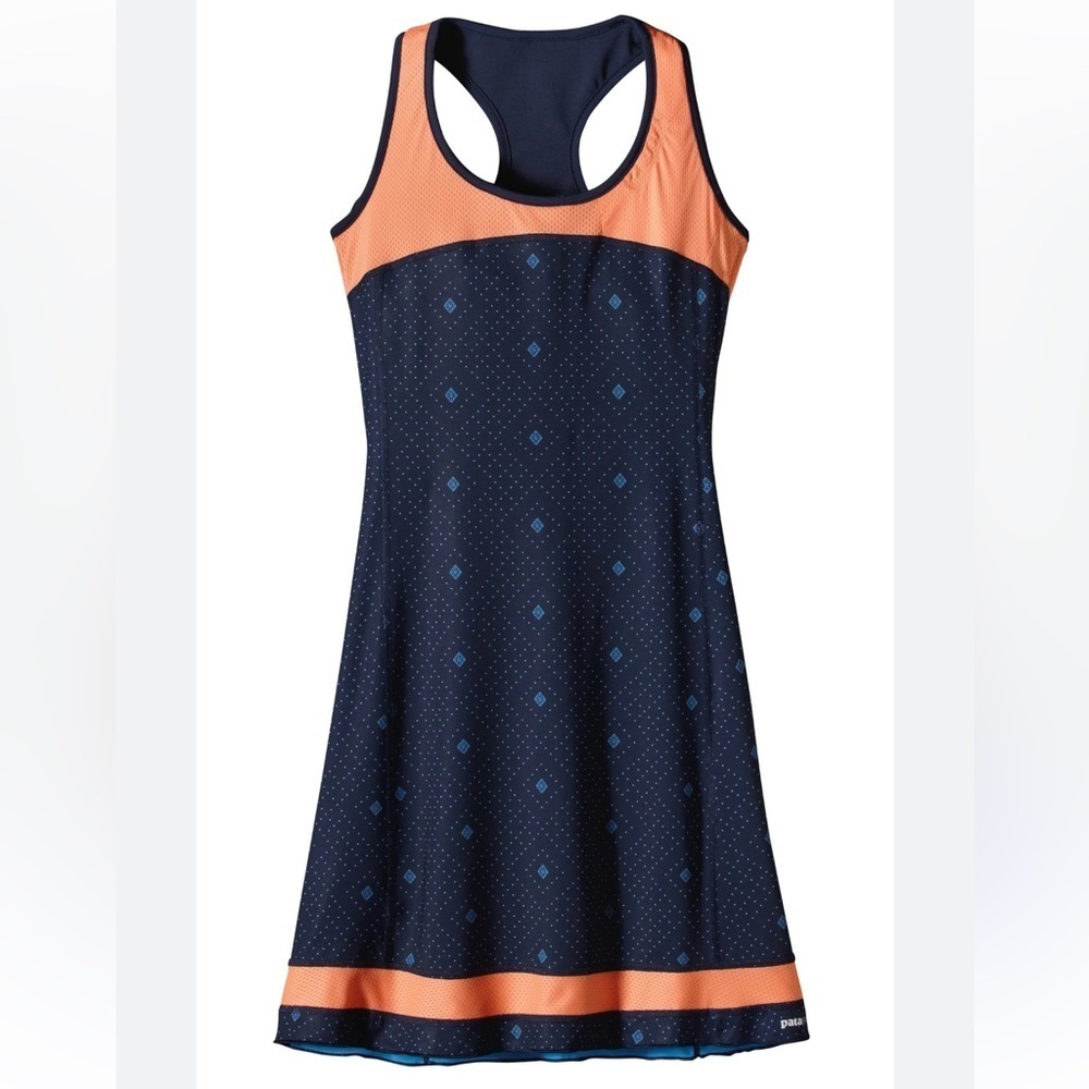 Patagonia women’s Orange and Navy Patterned athletic Dress size Small
